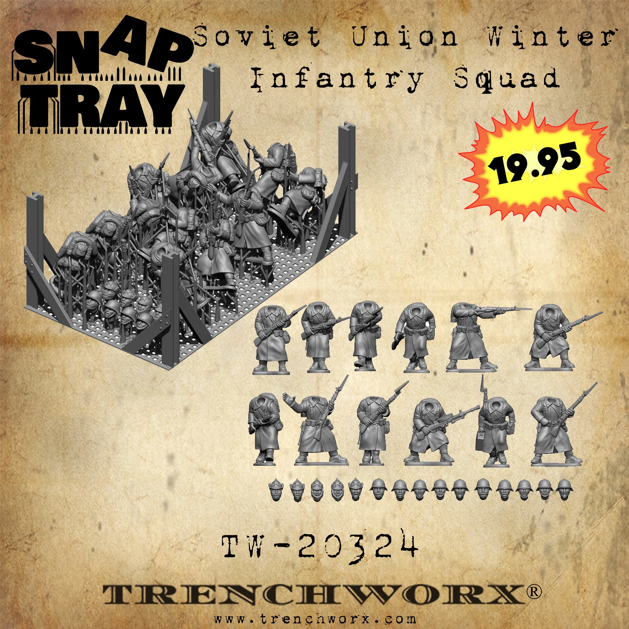 Soviet Union Winter Infantry Squad - Snap Tray
