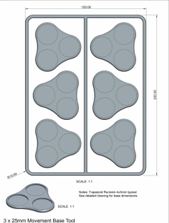 Plastic Bases Set 9. Skirmish movement trays for 25mm round bases